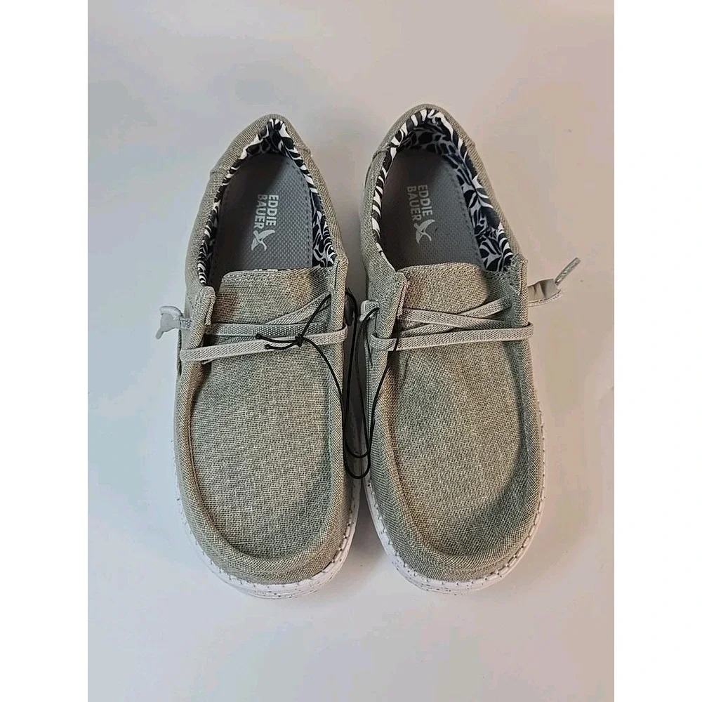 Eddie Bauer‎ Canvas Lace Up Surrey Loafers Grey / White Woman Size 8